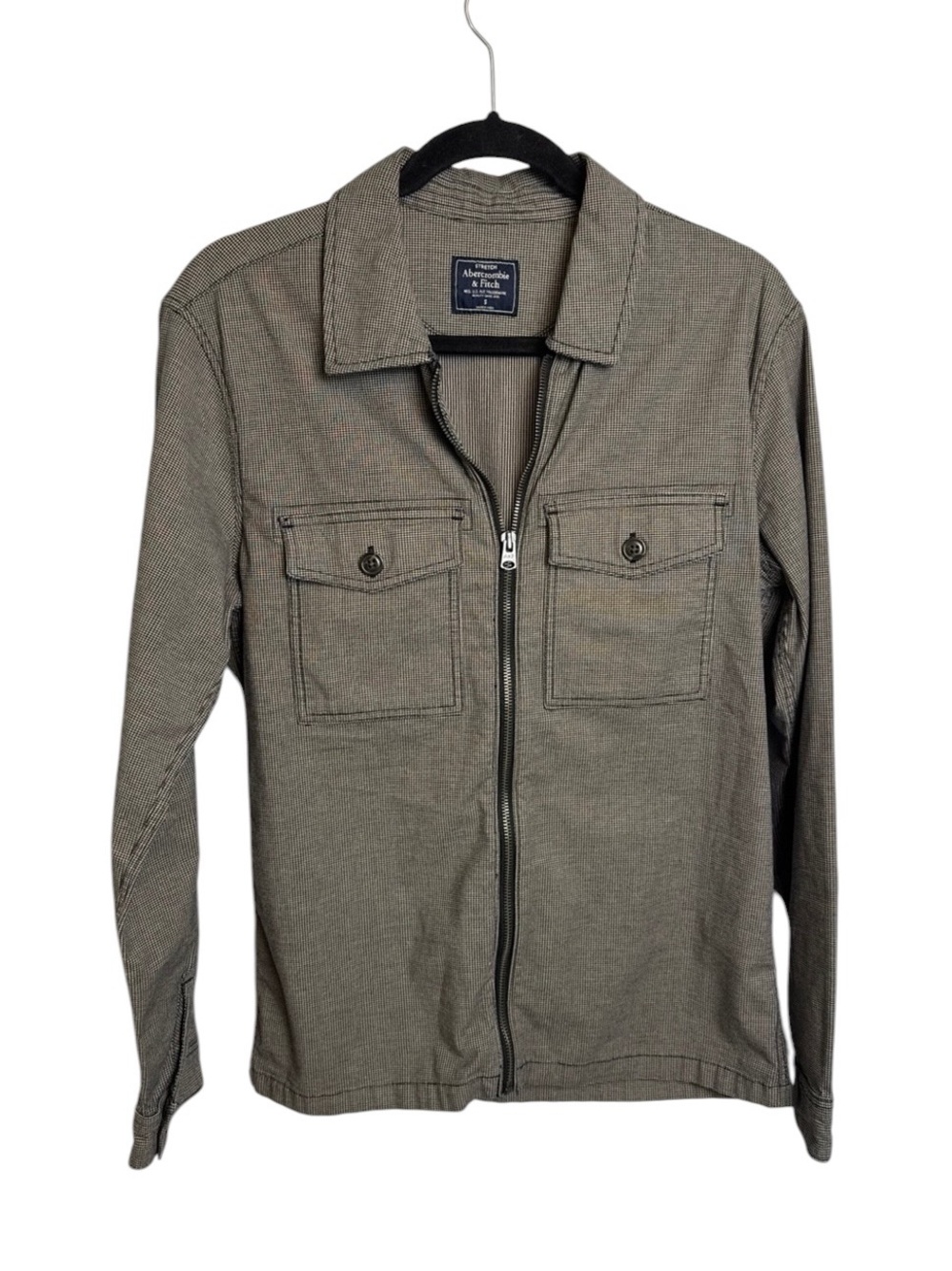 Abercrombie & Fitch full zip lightweight unisex jacket Small grey black retro